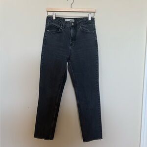 Topshop Moto Washed Black High Waisted Jeans